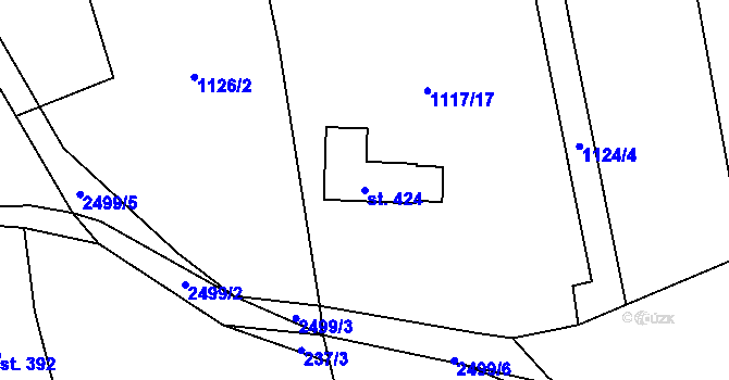 Parcela st. 424 v KÚ Dolní Holetín, Katastrální mapa
