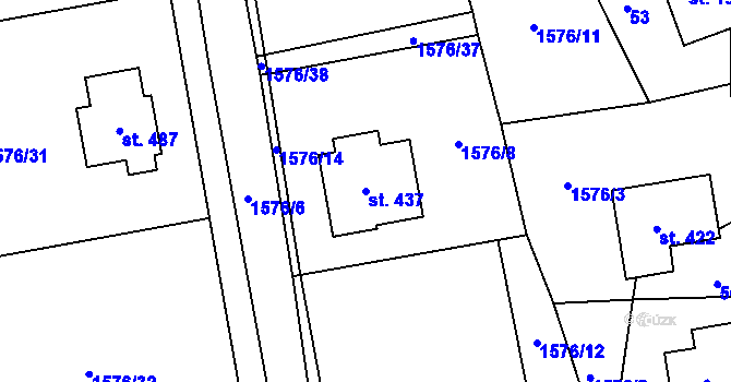 Parcela st. 437 v KÚ Dolní Holetín, Katastrální mapa