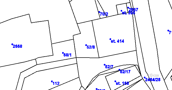Parcela st. 52/8 v KÚ Dolní Holetín, Katastrální mapa