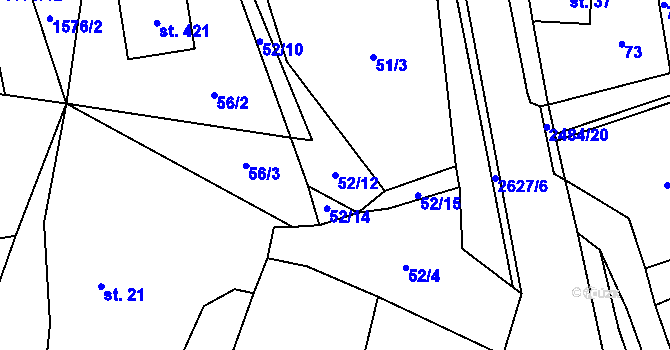 Parcela st. 52/12 v KÚ Dolní Holetín, Katastrální mapa