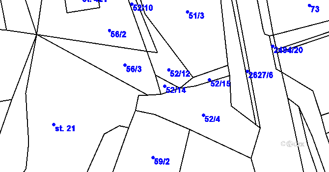 Parcela st. 52/14 v KÚ Dolní Holetín, Katastrální mapa