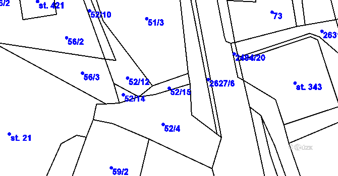 Parcela st. 52/15 v KÚ Dolní Holetín, Katastrální mapa
