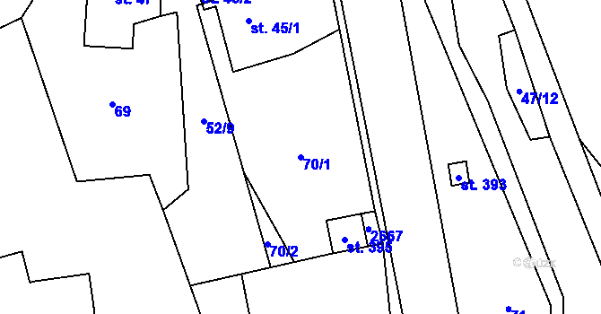 Parcela st. 70/1 v KÚ Dolní Holetín, Katastrální mapa
