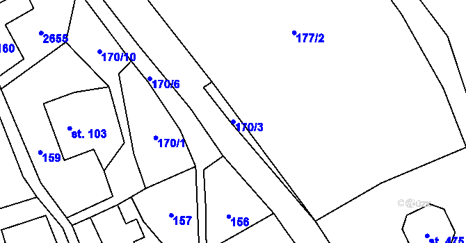 Parcela st. 170/3 v KÚ Dolní Holetín, Katastrální mapa
