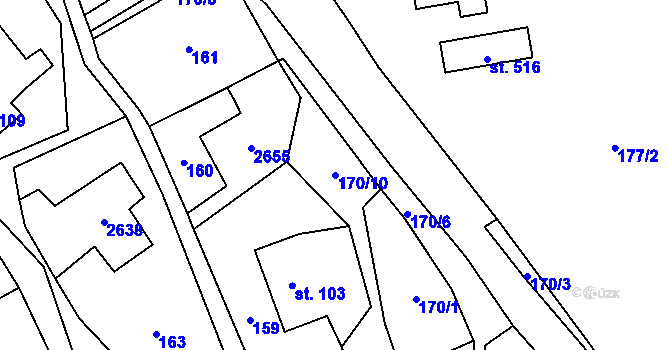 Parcela st. 170/10 v KÚ Dolní Holetín, Katastrální mapa