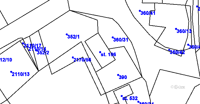 Parcela st. 196 v KÚ Holetín, Katastrální mapa
