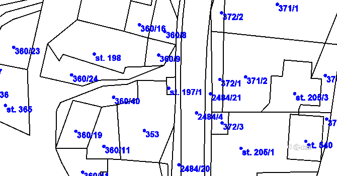 Parcela st. 197/1 v KÚ Holetín, Katastrální mapa