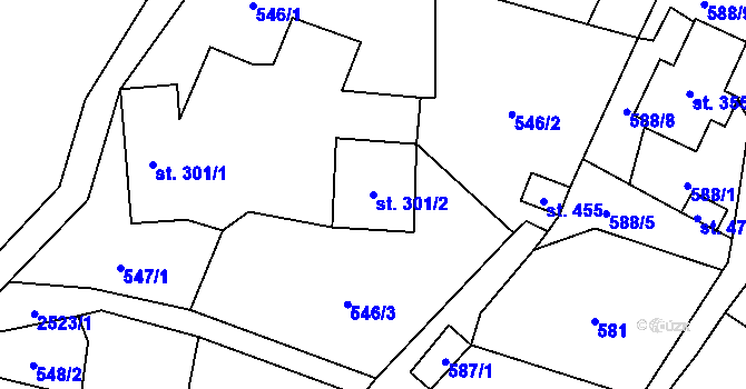 Parcela st. 301/2 v KÚ Holetín, Katastrální mapa