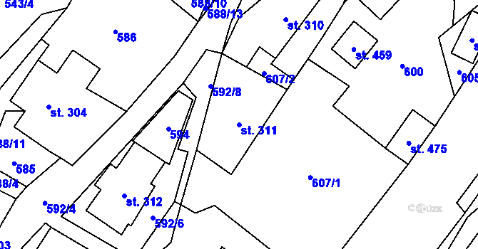 Parcela st. 311 v KÚ Holetín, Katastrální mapa
