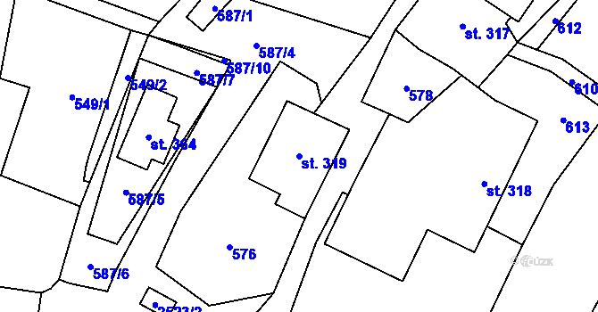 Parcela st. 319 v KÚ Holetín, Katastrální mapa
