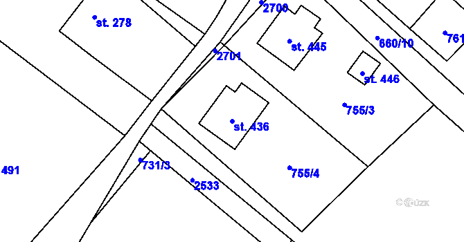Parcela st. 436 v KÚ Holetín, Katastrální mapa