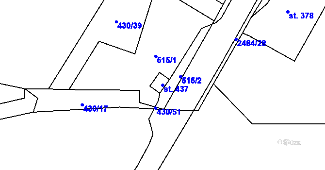 Parcela st. 437 v KÚ Holetín, Katastrální mapa