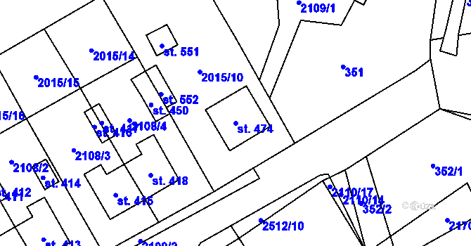 Parcela st. 474 v KÚ Holetín, Katastrální mapa