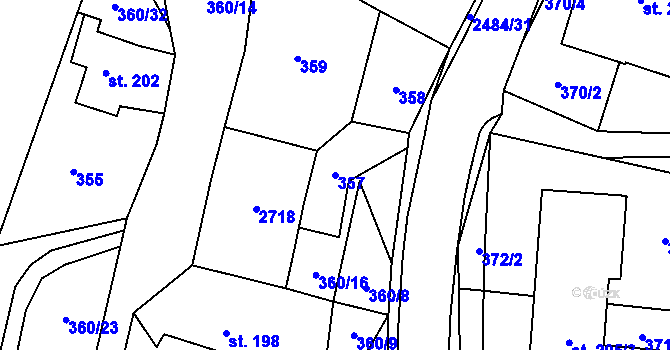 Parcela st. 357 v KÚ Holetín, Katastrální mapa