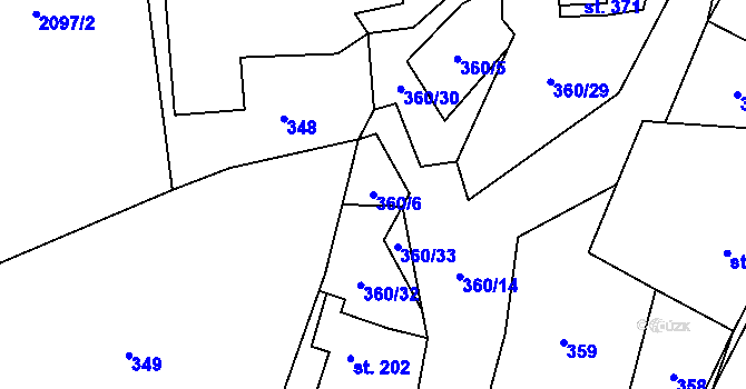 Parcela st. 360/6 v KÚ Holetín, Katastrální mapa
