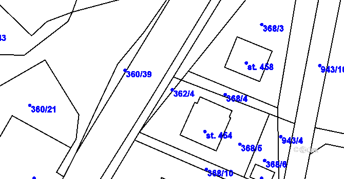 Parcela st. 362/4 v KÚ Holetín, Katastrální mapa