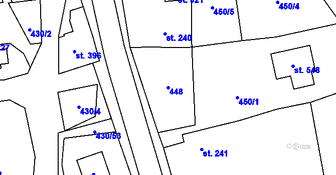 Parcela st. 448 v KÚ Holetín, Katastrální mapa