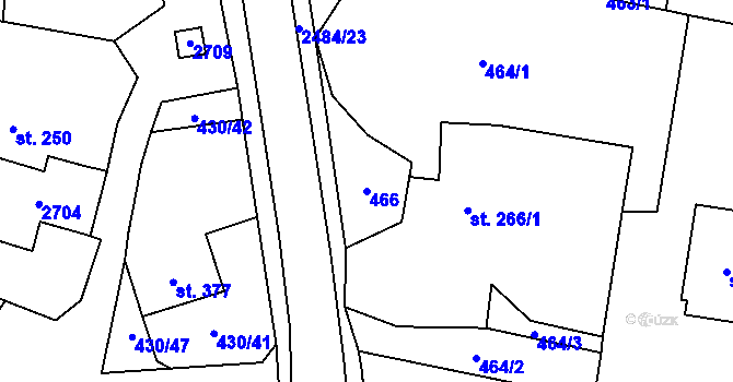 Parcela st. 466 v KÚ Holetín, Katastrální mapa