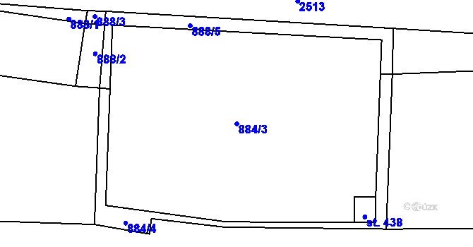 Parcela st. 884/3 v KÚ Holetín, Katastrální mapa
