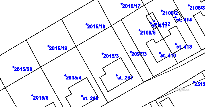 Parcela st. 2015/3 v KÚ Holetín, Katastrální mapa