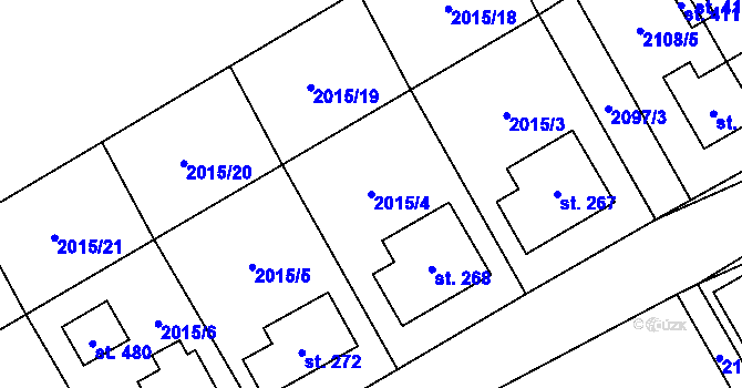 Parcela st. 2015/4 v KÚ Holetín, Katastrální mapa