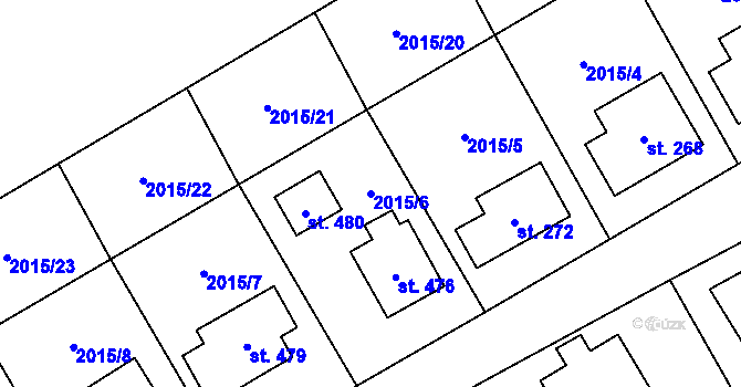 Parcela st. 2015/6 v KÚ Holetín, Katastrální mapa