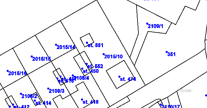 Parcela st. 2015/10 v KÚ Holetín, Katastrální mapa