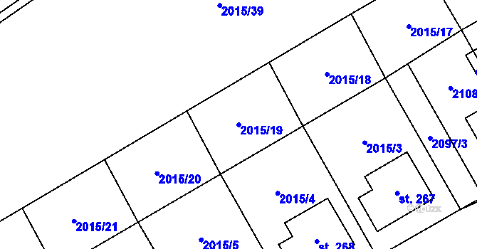 Parcela st. 2015/19 v KÚ Holetín, Katastrální mapa