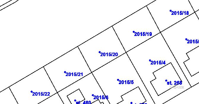 Parcela st. 2015/20 v KÚ Holetín, Katastrální mapa