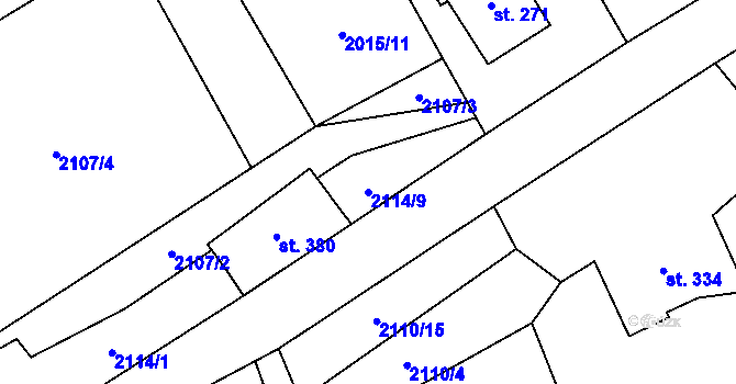 Parcela st. 2114/9 v KÚ Holetín, Katastrální mapa