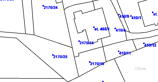 Parcela st. 2170/15 v KÚ Holetín, Katastrální mapa