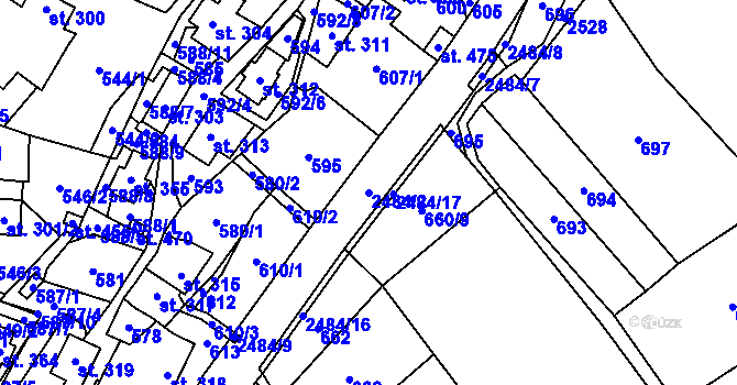 Parcela st. 2484/2 v KÚ Holetín, Katastrální mapa