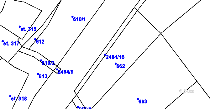 Parcela st. 2484/16 v KÚ Holetín, Katastrální mapa