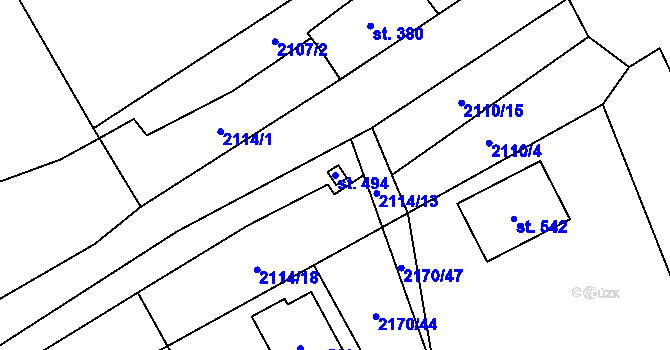 Parcela st. 494 v KÚ Holetín, Katastrální mapa
