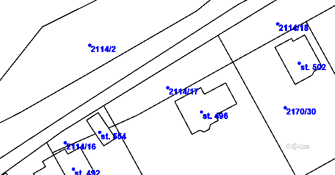 Parcela st. 2114/17 v KÚ Holetín, Katastrální mapa