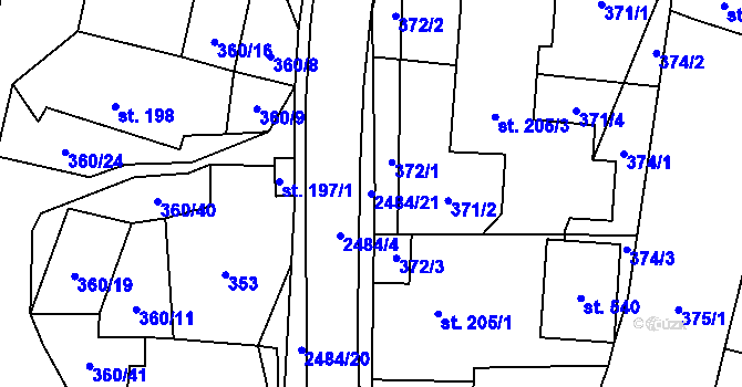 Parcela st. 2484/21 v KÚ Holetín, Katastrální mapa