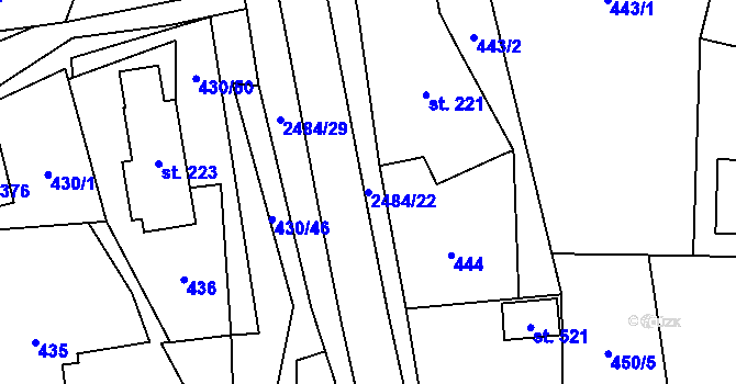 Parcela st. 2484/22 v KÚ Holetín, Katastrální mapa