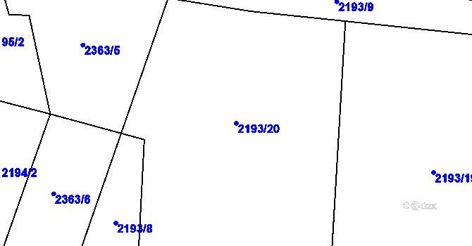 Parcela st. 2193/20 v KÚ Holetín, Katastrální mapa