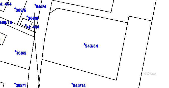 Parcela st. 943/54 v KÚ Holetín, Katastrální mapa