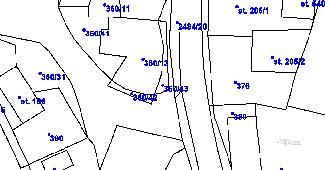 Parcela st. 360/43 v KÚ Holetín, Katastrální mapa