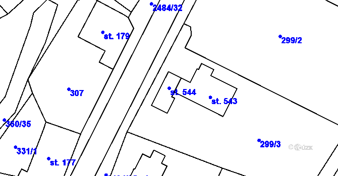 Parcela st. 544 v KÚ Holetín, Katastrální mapa