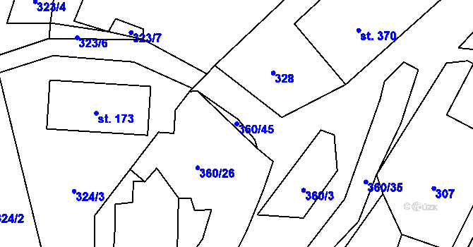 Parcela st. 360/45 v KÚ Holetín, Katastrální mapa