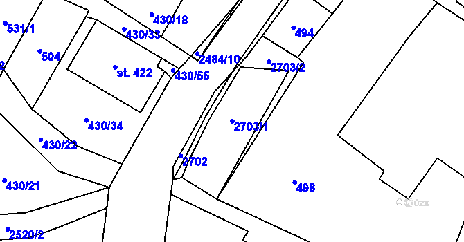 Parcela st. 2703/1 v KÚ Holetín, Katastrální mapa