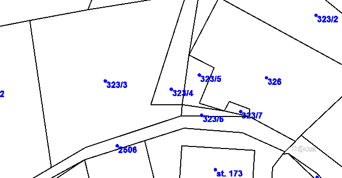 Parcela st. 323/4 v KÚ Holetín, Katastrální mapa
