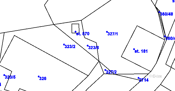 Parcela st. 323/8 v KÚ Holetín, Katastrální mapa