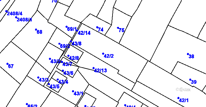 Parcela st. 42/2 v KÚ Holice v Čechách, Katastrální mapa