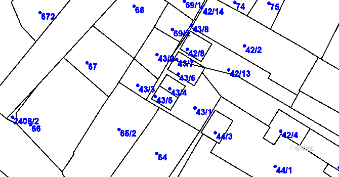Parcela st. 43/4 v KÚ Holice v Čechách, Katastrální mapa