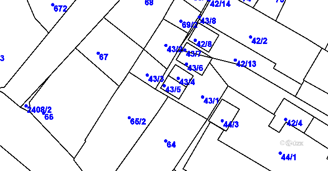 Parcela st. 43/5 v KÚ Holice v Čechách, Katastrální mapa