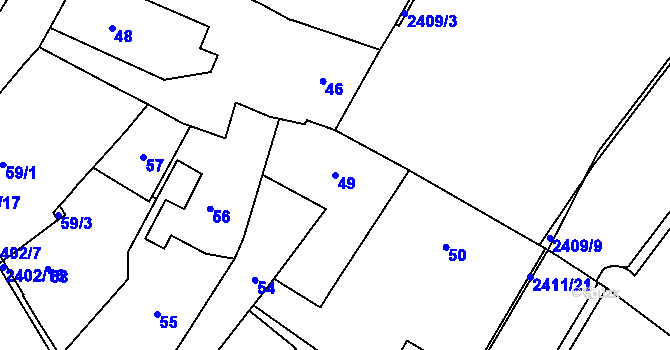 Parcela st. 49 v KÚ Holice v Čechách, Katastrální mapa