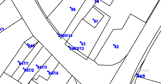 Parcela st. 53 v KÚ Holice v Čechách, Katastrální mapa